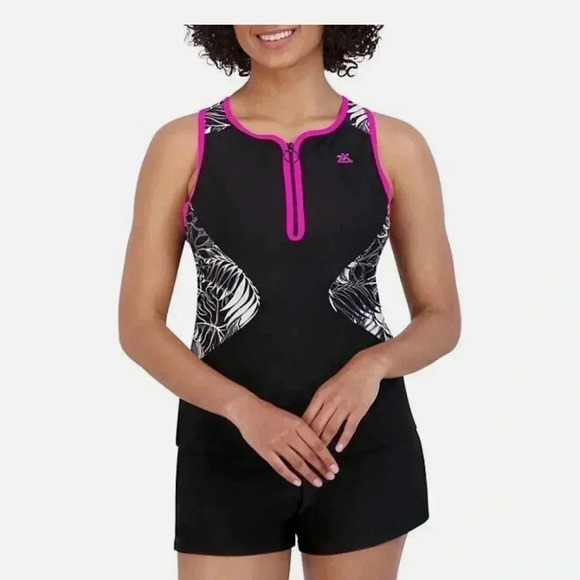 ZeroXposur Woman’s Black/pink Print Size small Tankini NWT, MSRP $94 - Picture 3 of 7